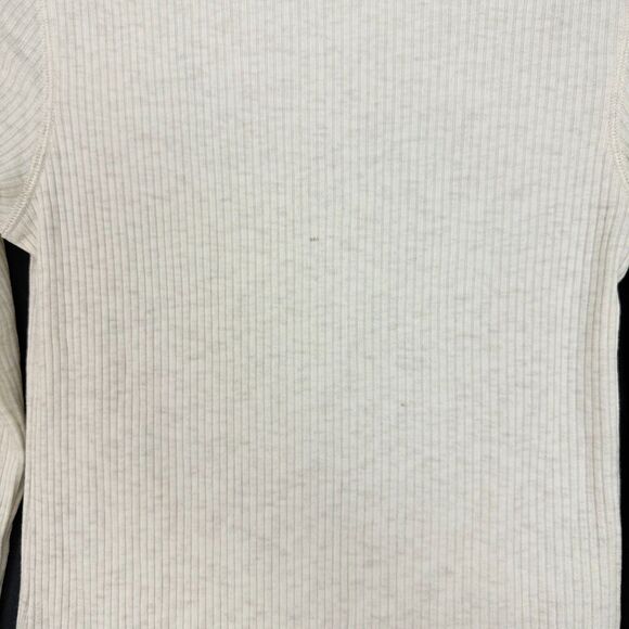 MADEWELL Ribbed Crewneck Long-Sleeve Tee S Heather Cream Top Slim Fit B22 - Picture 4 of 5